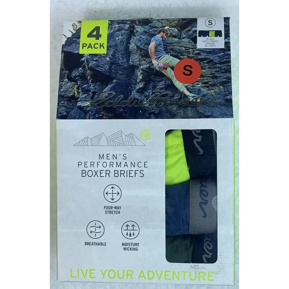 EDDIE BAUER 4 Pack Men's Performance Boxer Briefs Men Size‎ Small